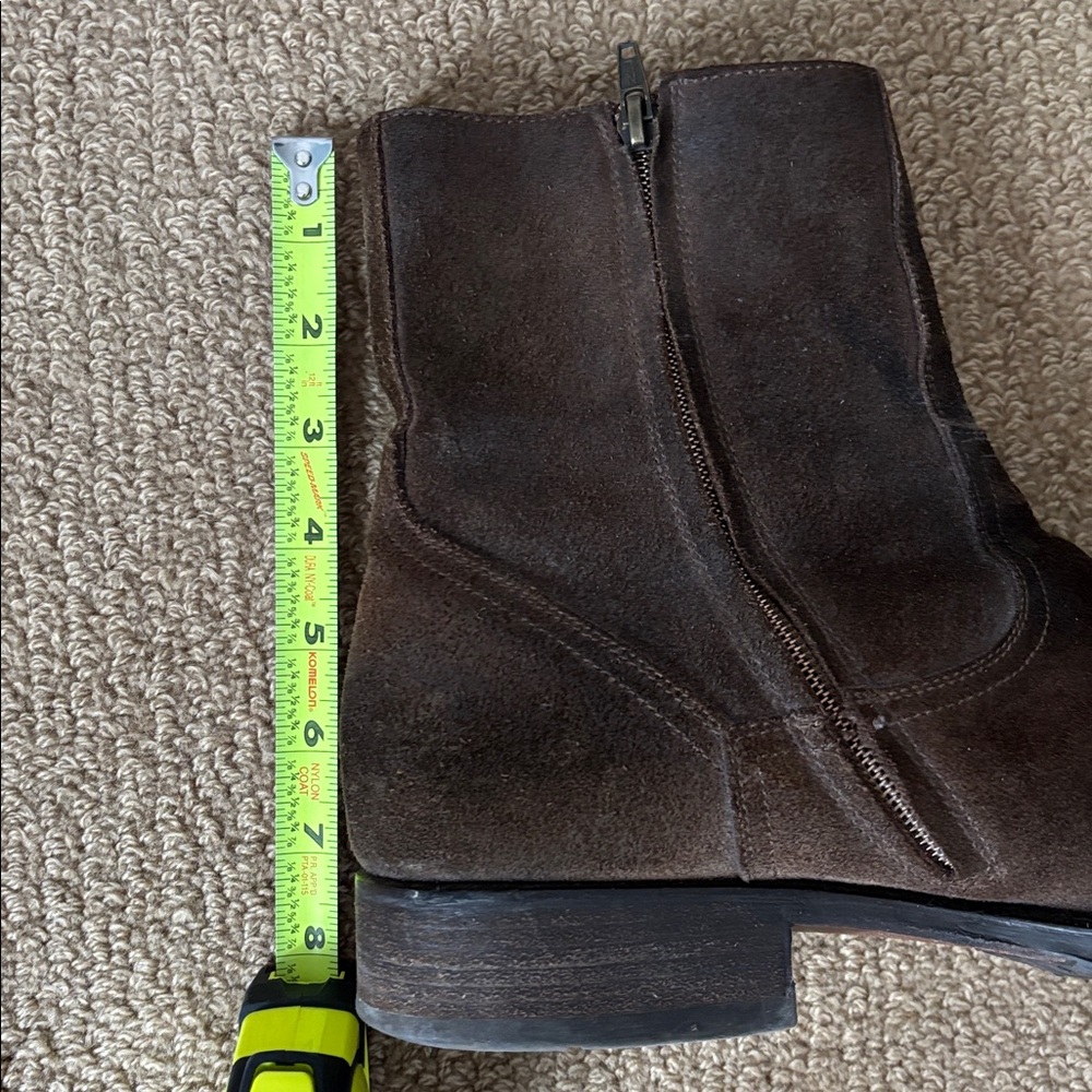 Men’s To Boot New York Dark Brown Waxed Suede Plain Toe Side Zip Boot - Picture 11 of 12